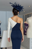 Vestido midi de un hombro con vaina en blanco y negro para la madre de la novia