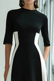 Vestido Formal Largo Blanco y Negro de Cuello Alto