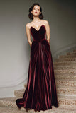 Vestido Formal Largo de Terciopelo Corazón A de Burdeos