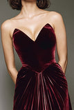 Vestido Formal Largo de Terciopelo Corazón A de Burdeos