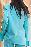 Trajes de trabajo de 2 piezas con solapa de pico turquesa para mujer