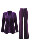 Trajes de solapa de dos piezas de solapa de pecho simple con solapa de velvet de ciruela, dos piezas