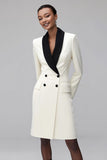 Blazer de mujer cruzado con solapa de chal marfil