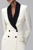 Blazer de mujer cruzado con solapa de chal marfil