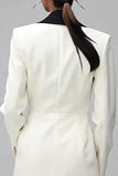 Blazer de mujer cruzado con solapa de chal marfil