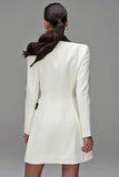 Blazer de mujer cruzado con solapa de chal marfil