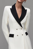 Blazer de mujer cruzado con solapa de chal marfil