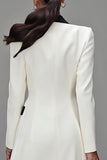 Blazer de mujer cruzado con solapa de chal marfil