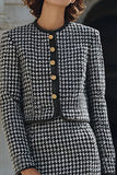 Vestido de trabajo midi de un solo pecho con lápiz de tweed de 2 piezas Grey Mix