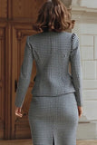 Vestido de trabajo midi lápiz de tweed gris de 2 piezas