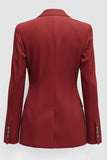 Blazer formal para mujer con solapa de pico en rojo oscuro