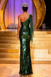 Vestido largo de sirena de un hombro con abertura y abertura