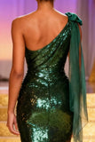 Vestido largo de sirena de un hombro con abertura y abertura