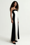 Vestido largo formal con tirantes finos y negros