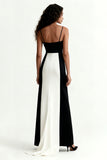 Vestido largo formal con tirantes finos y negros