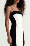 Vestido largo formal con tirantes finos y negros