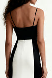 Vestido largo formal con tirantes finos y negros