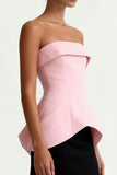 Vestido largo formal sin tirantes negro y rosa