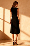 Vestido de cóctel midi con cuello redondo negro A Line