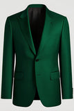 Trajes de 2 piezas con solapa de pico verde oscuro para hombre