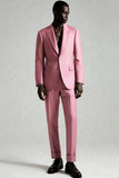 Trajes de fiesta de 2 piezas con solapa de pico en gris rosa para hombre
