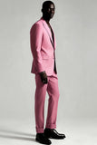 Trajes de fiesta de 2 piezas con solapa de pico en gris rosa para hombre