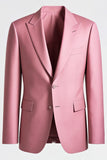 Trajes de fiesta de 2 piezas con solapa de pico en gris rosa para hombre