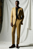 Blazer formal para hombre de un solo pecho con solapa de muesca en color caqui