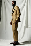 Blazer formal para hombre de un solo pecho con solapa de muesca en color caqui