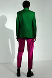 Blazer formal para hombre con solapa de pico verde oscuro