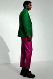 Blazer formal para hombre con solapa de pico verde oscuro