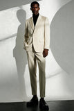 Blazer formal para hombre con solapa de pico marfil de botonadura sencilla
