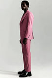Gris Rosa Solapa de pico Soltero de 3 piezas Trajes formales para hombres