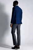 Blazer de doble botonadura con solapa de pico azul marino para hombre