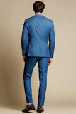 Blazer de hombre de botonadura simple con solapa de muesca azul gris