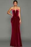Vestido Formal Largo sin Tirantes de Sirena Cabernet