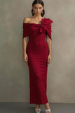 Vestido Formal Largo con Hombros Descubiertos de Sirena Azul Cielo con Lazo