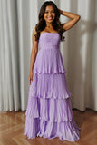 Vestido de dama de honor plisado rosa rubor sin tirantes A-Line