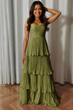 Vestido de dama de honor plisado rosa rubor sin tirantes A-Line