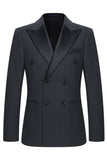 Gris oscuro 2 piezas Solapa de pico Doble botonadura a rayas Trajes para hombre