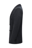 Gris oscuro 2 piezas Solapa de pico Doble botonadura a rayas Trajes para hombre