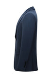 Trajes de 3 piezas con solapa de pico de ajuste delgado y botonadura simple para hombre en azul marino
