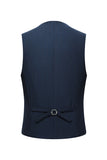 Trajes de 3 piezas con solapa de pico de ajuste delgado y botonadura simple para hombre en azul marino