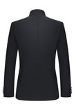Traje de cuello mandarín de 2 piezas para hombre de corte slim negro