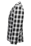 Blazer de Hombre de Doble Botonadura con Solapa de Pico en Blanco y Negro