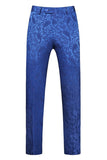 Trajes de hombre cruzados azules de 2 piezas con solapa de pico de jacquard