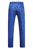 Trajes de hombre cruzados azules de 2 piezas con solapa de pico de jacquard
