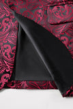 Blazer de baile de jacquard rojo oscuro con solapa para hombre
