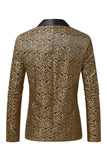 Blazer de baile de jacquard rojo oscuro con solapa para hombre