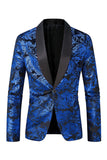 Blazer de baile de jacquard con solapa de un botón verde para hombre